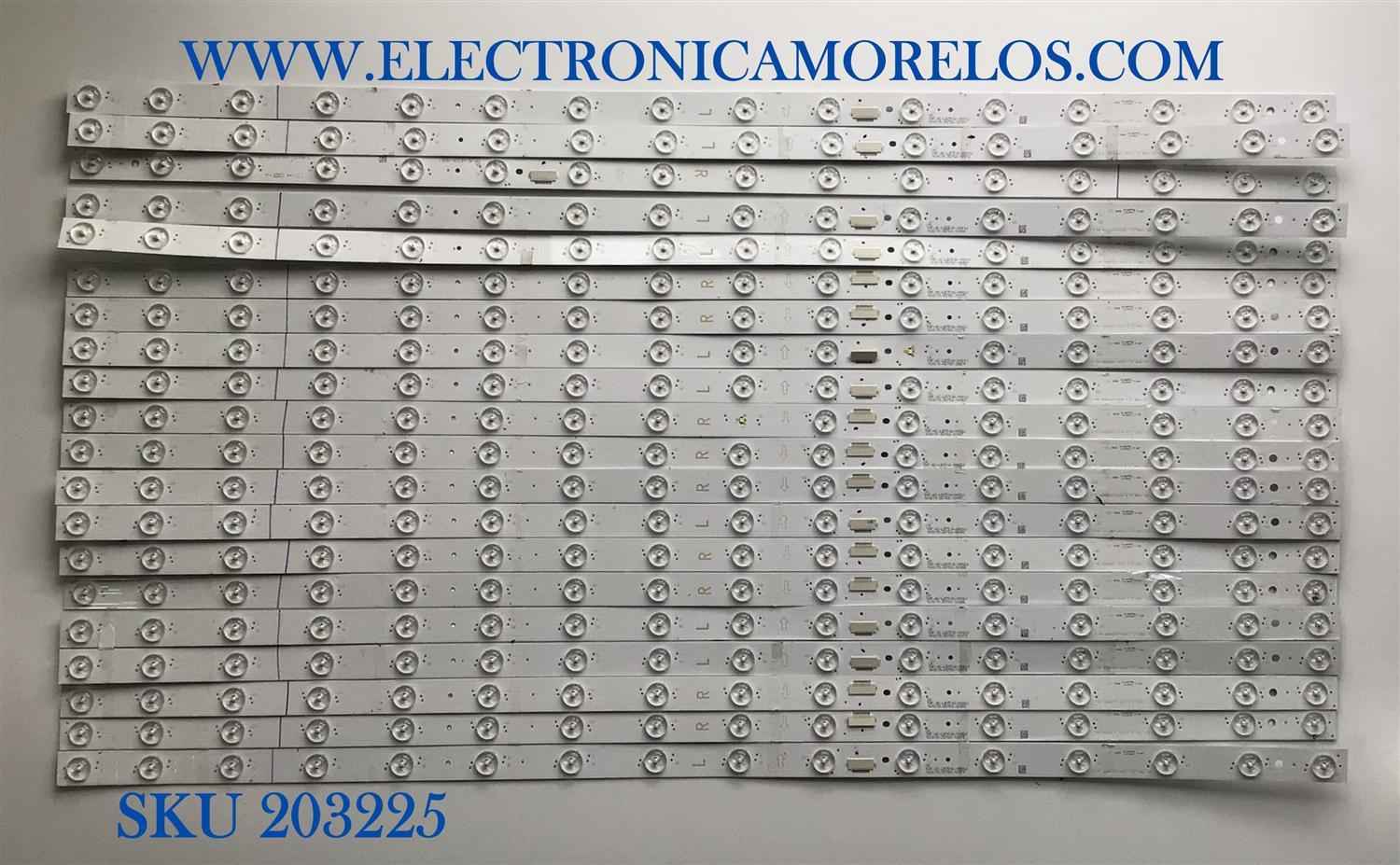 KIT DE LED'S PARA TV TCL (20 PIEZAS) / NUMERO DE PARTE TCL-75R6_LD_L-3030-LX20180911 / YHF-4C-LB7516-YH02J / TCL-75R6_LD_L-3030-LX20180911 VER.3 / PANEL LVU750NDBL / MODELO 75R615