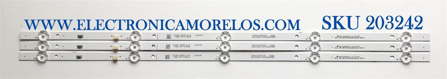 KIT DE LED'S PARA TV SAMSUNG (3 PIEZAS) / NUMERO DE PARTE BP32FHD3030030502K / CRH-BP32FHD3030030502K-REV1.2 / 0981010FFC87 / PANEL T320HVN05.4 / MODELO UN32N5300AFXZA / UN32N5300AFXZA VD04