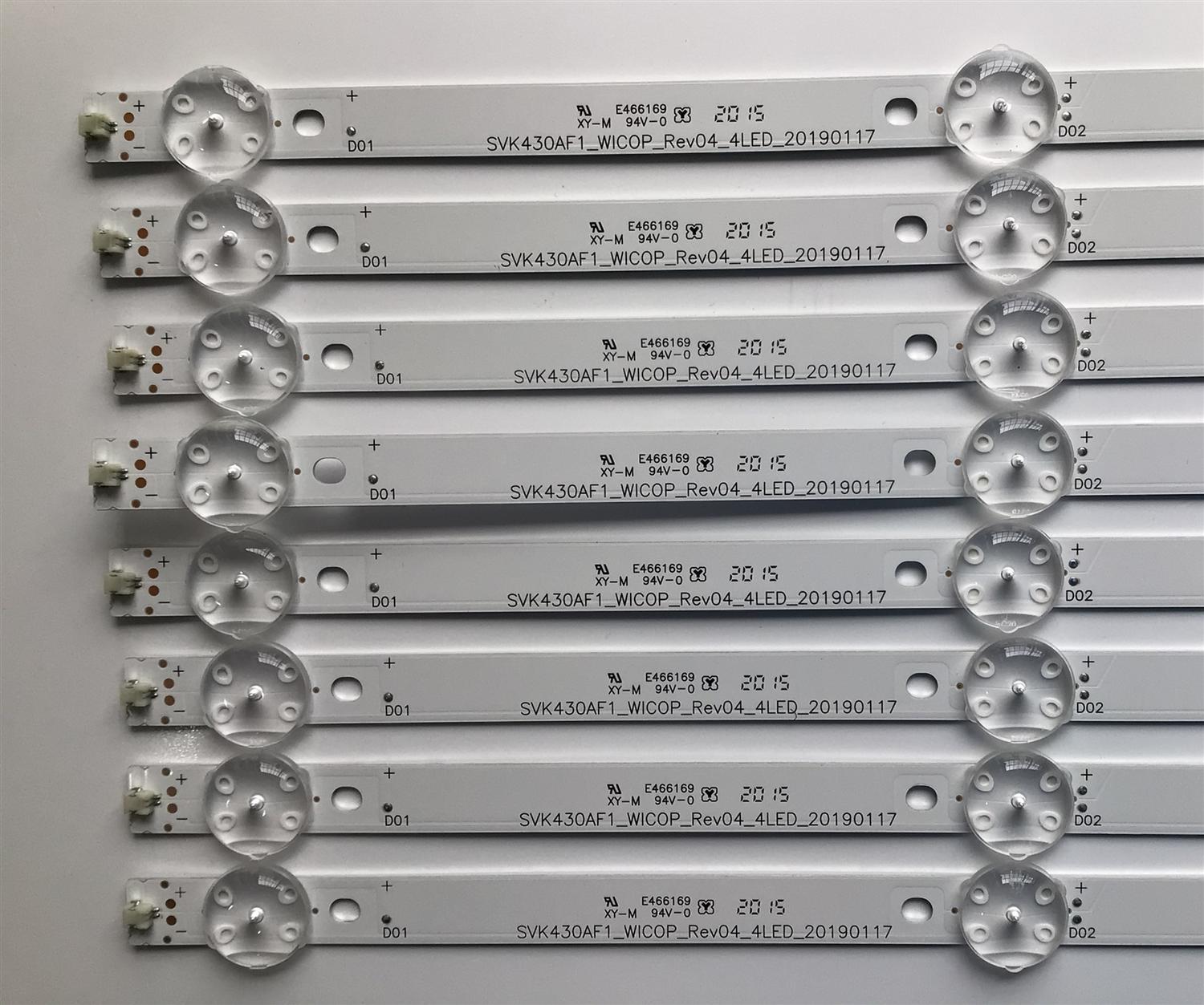 KIT DE LED'S PARA TV TOSHIBA (8 PIEZAS) / NUMERO DE PARTE SVK430AF1_WICOP_REV04_4LED_20190117 / L0425T / M1EX1 / A114E3 / PANEL K430WDRD / MODELO TF-43A810U21 - Imagen 2