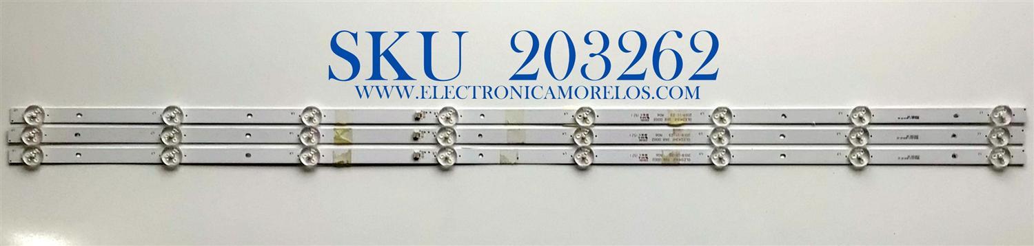 KIT DE LED'S PARA TV ONN (3 PIEZAS) / NUMERO DE PARTE DLED43HF-3X8 / DLED43HF 3X8 0002 / MODELOS 100002460 / ONA43UB19E04