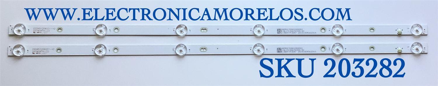 KIT DE LED'S PARA TV ELEMENT (2 PIEZAS) / NUMERO DE PARTE 02D651206001-X2 / 14BHT7F3W47 / A050132GD1000001 / YAL13-00630300-92 / MODELO ELEFW328C  M8P0H