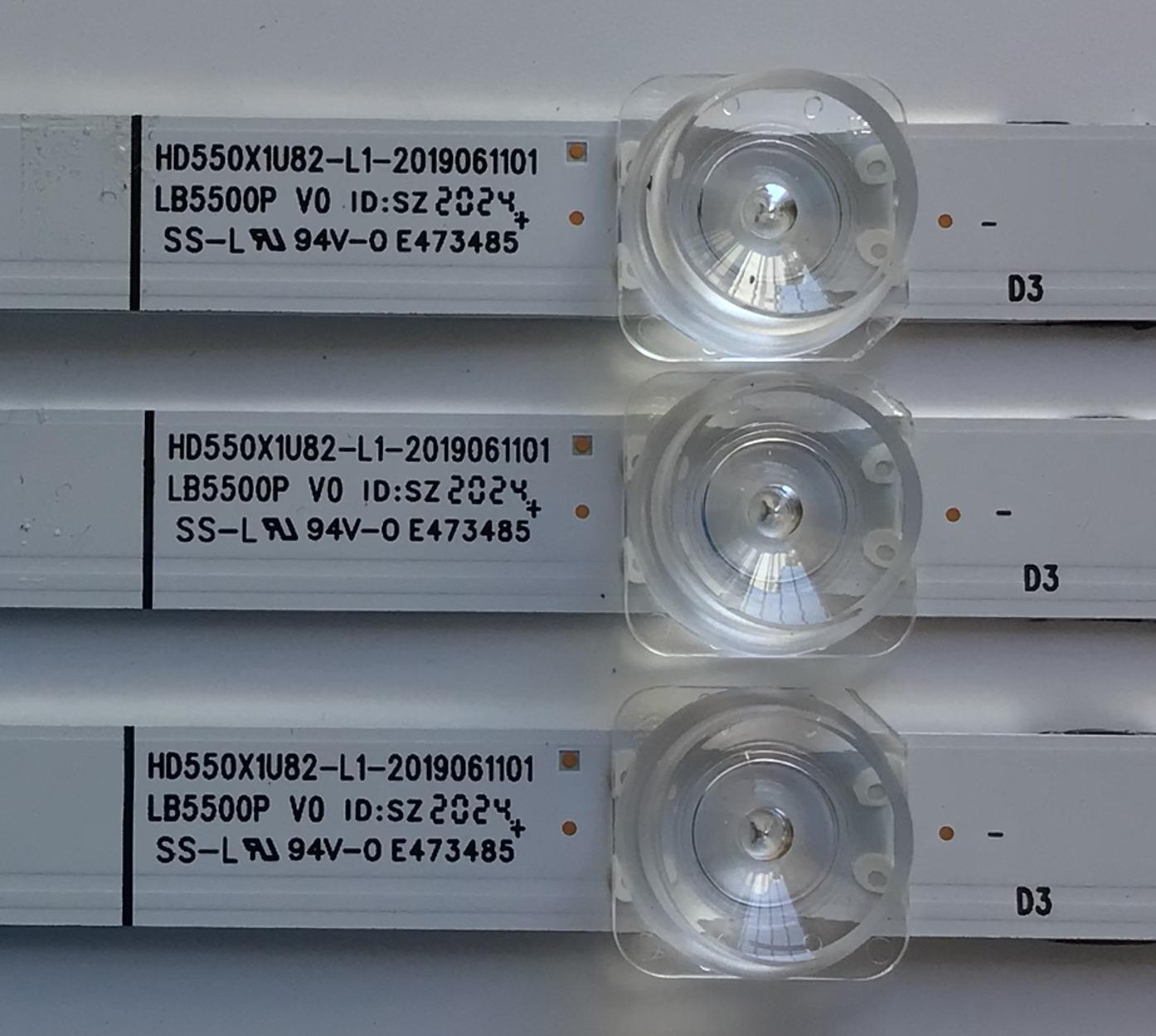 KIT DE LEDS PARA TV HISENSE ORIGINAL 3 PIEZAS / NUMERO DE PARTE LB5500P / LB5500P V0 / HD550X1U82-L1-2019061101 / PANEL HD550X1U84-T0L4\S1\GM\ROH / MODELOS 55R6090G5 / 55R6040G / 55R6E - Imagen 4