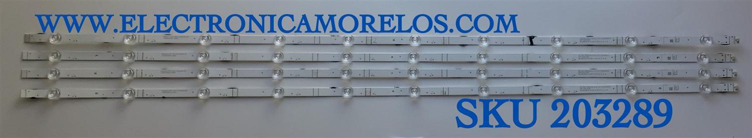 KIT DE LEDS PARA TV HISENSE ORIGINAL 4 PIEZAS / NUMERO DE PARTE SVH550FA1 / HD550Y1U72-T0L2 / 1246021 / 1246709 / HIP7.820.208 / 2021031901 / 2020081301 / ZD_SSC_D550_4X10_01 / PANEL HD55 / MODELO 55R6G / 55A6G / 55R6095G5 / 55R6070G / 55C350KU / 55A65GV