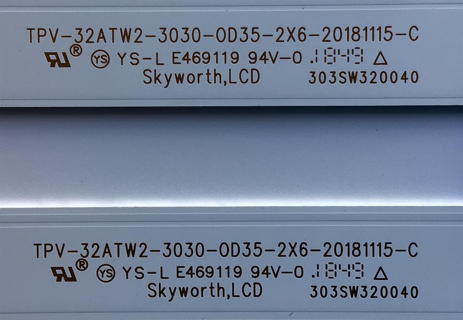 KIT DE LED'S PARA TV ELEMENT (2 PIEZAS) / NUMERO DE PARTE 303SW320040 / TPV-32ATW2-3030-0D35-2X6-201115-C / 210BZ06D0B33SBC00C / PANEL TPT320B5  - Imagen 4