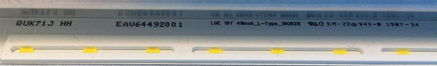 LED PARA TV LG (1 PIEZA) / NUMERO DE PARTE EAV64492001 / EAV64492002 / LGE 19Y 49INCH_R-TYPE_180828 / LGE 19Y 49INCH_L-TYPE_180828 / PANEL HC490EQH-SLXA1-211X / MODELOS 49SM8600PUA / 49SM8600PUA.BUSYLJM / 49SM8600PUA.AUSYLJM - Imagen 3
