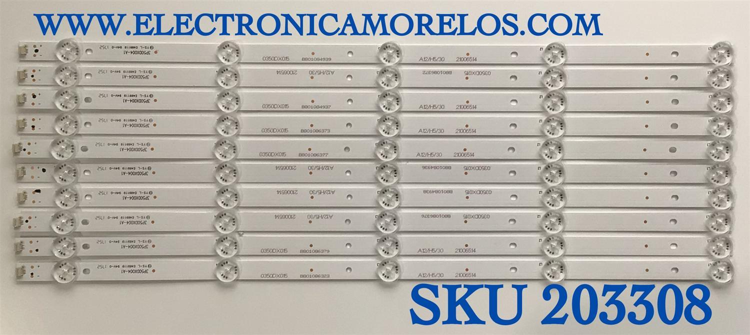 KIT DE LED'S PARA TV ELEMENT (10 PIEZAS) / NUMERO DE PARTE 3P50DX004-A1 / 3P50DX004-A1 / 0350DX015 / PANEL 	MD5005YTIF / MODELO ELEW5017   