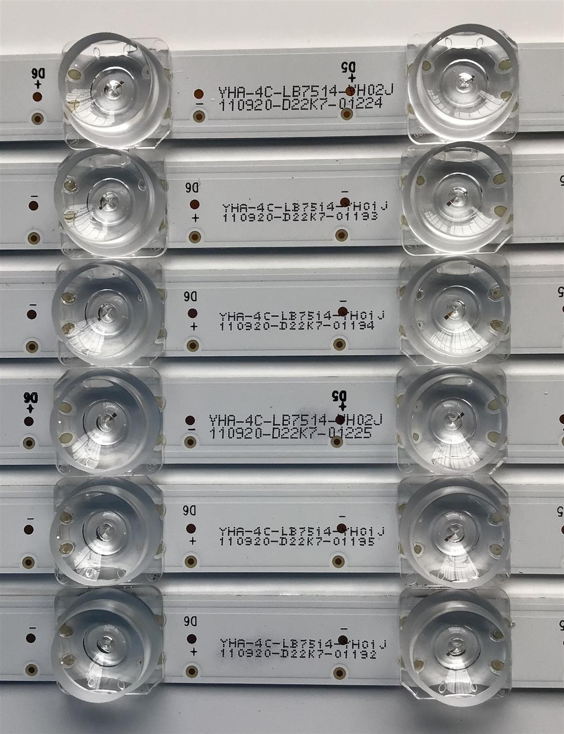 KIT DE LEDS ORIGINAL PARA TV TCL 6 PIEZAS / NUMERO DE PARTE TCL-75F8-3030FC / TCL-75F8-3030FC-A-LX20200601 VER.3 / TCL-75F8-3030FC-B-LX20200601 VER.3 / YHA-4CLB7514-YH / PANEL LVU750NDEL-CD9W03 V2 / MODELO 75S431 / 75S434 - Imagen 5