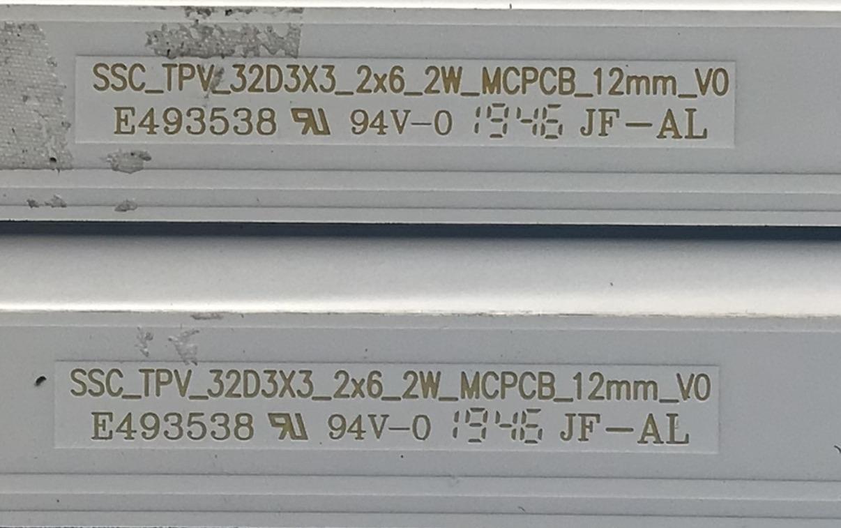 KIT DE LED'S PARA TV VIZIO (2 PIEZAS) NUMERO DE PARTE SSC_TPV_32D3X3_2X6_2W_MCPCB / SSC_TPV_32D3X3_2X6_2W_MCPCB_12MM_V0 / K155B6BV32 1K / 210BZ06D0B33TBCC 1B / PANEL  TPT320B5-HVN05.A REV:S601C / MODELO D32F-G1 - Imagen 4