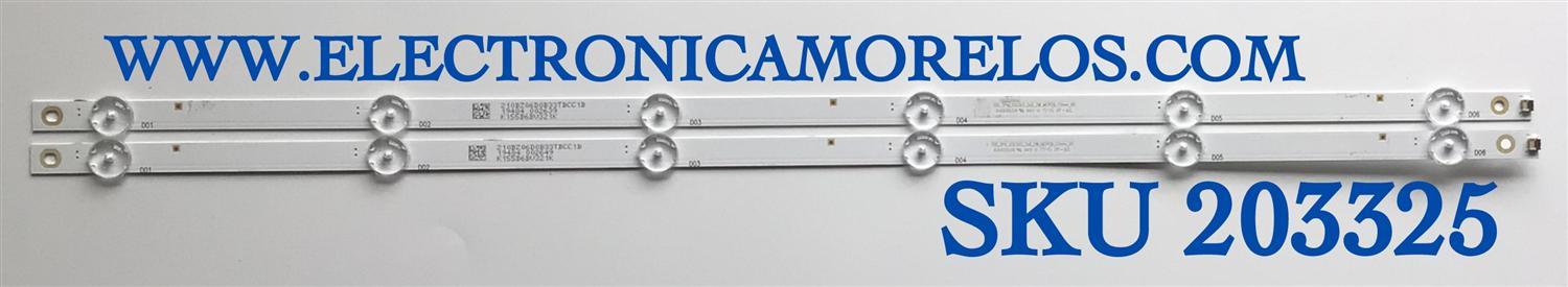 KIT DE LED'S PARA TV VIZIO (2 PIEZAS) NUMERO DE PARTE SSC_TPV_32D3X3_2X6_2W_MCPCB / SSC_TPV_32D3X3_2X6_2W_MCPCB_12MM_V0 / K155B6BV32 1K / 210BZ06D0B33TBCC 1B / PANEL  TPT320B5-HVN05.A REV:S601C / MODELO D32F-G1