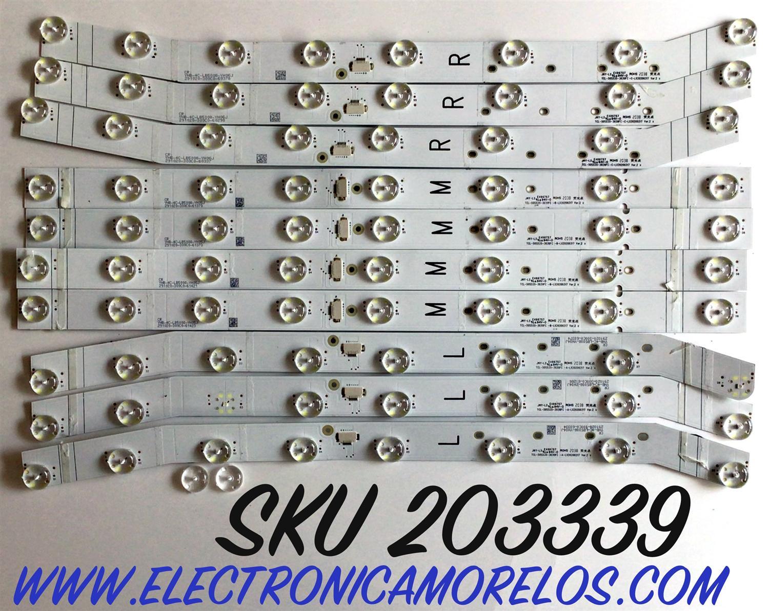 KIT DE LED'S PARA TV TCL (10 PIEZAS) / NUMERO DE PARTE TCL-50S535-3030FC / TCL-50S535-3030FC-C-LX20200317 / TCL-50S535-3030FC-B-LX20200317 / TCL-50S535-3030FC-A-LX20200317 / YHB-4C-LB5008-YH / PANEL LVU500NDL / MODELO 50S535