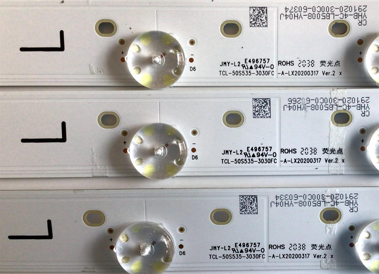 KIT DE LED'S PARA TV TCL (10 PIEZAS) / NUMERO DE PARTE TCL-50S535-3030FC / TCL-50S535-3030FC-C-LX20200317 / TCL-50S535-3030FC-B-LX20200317 / TCL-50S535-3030FC-A-LX20200317 / YHB-4C-LB5008-YH / PANEL LVU500NDL / MODELO 50S535 - Imagen 2