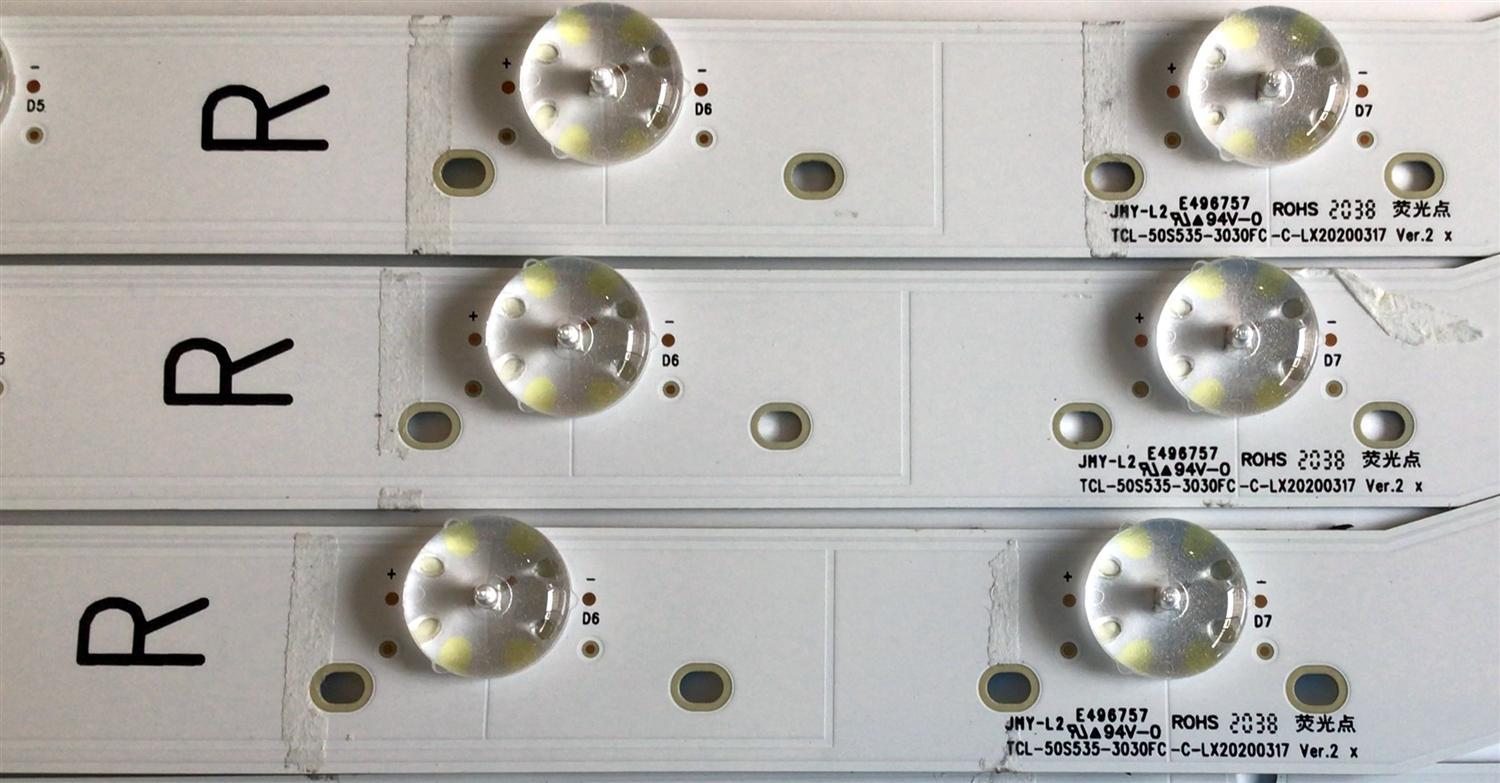 KIT DE LED'S PARA TV TCL (10 PIEZAS) / NUMERO DE PARTE TCL-50S535-3030FC / TCL-50S535-3030FC-C-LX20200317 / TCL-50S535-3030FC-B-LX20200317 / TCL-50S535-3030FC-A-LX20200317 / YHB-4C-LB5008-YH / PANEL LVU500NDL / MODELO 50S535 - Imagen 4