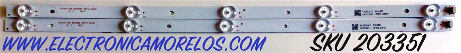 KIT DE LED'S PARA TV LG (2 PIEZAS) / NUMERO DE PARTE M08-BD28030-0501N / M08-BD28030-0501N-3866H / 70401-00657 / SK3UB51 / PUX4B0 / YK3EUYK3 / PANEL BOEI280WX1 / MODELO 28LM400B-PU