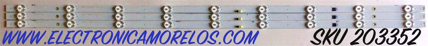 KIT DE LED'S PARA TV INSIGNIA (3 PIEZAS) / NUMERO DE PARTE LB4310F / LB4310F V0_03 / 81075 / E349376 HY-AI / MODELO NS-43D510NA21
