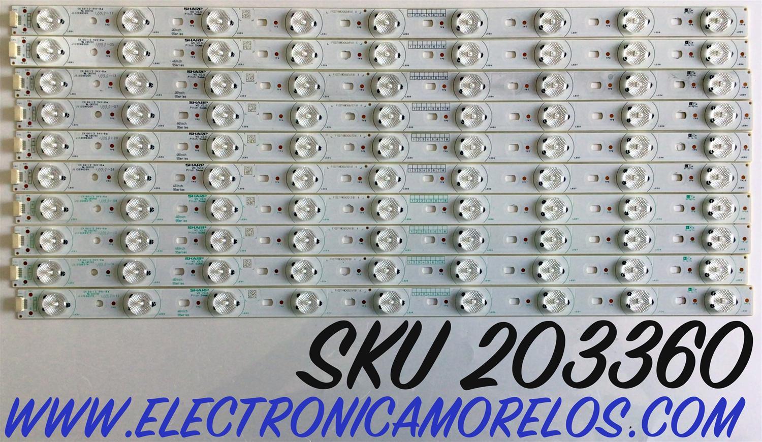 KIT DE LED'S PARA TV RCA (10 PIEZAS) / NUMERO DE PARTE J112E0036A / J112E0037A / SN-AG-CU / CK 66-13 / F102718WCA / F102719WCA / MODELO LED46C55R120Q