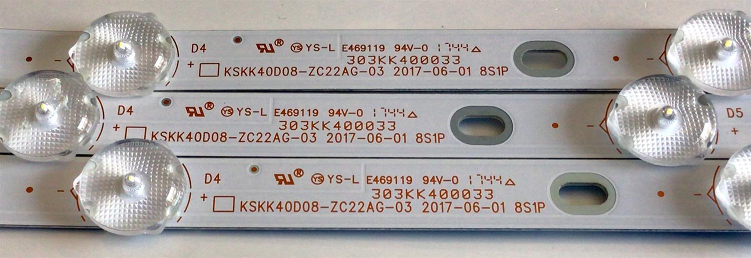 KIT DE LED'S PARA TV  ELEMENT (3 PIEZAS) / NUMERO DE PARTE 303KK400033 / KSKK40D08-ZC22AG-03 / KK400M05 / PANEL MD4012YTSF / MODELOS ELFW4017BF / ELST4017 J7G5M - Imagen 4
