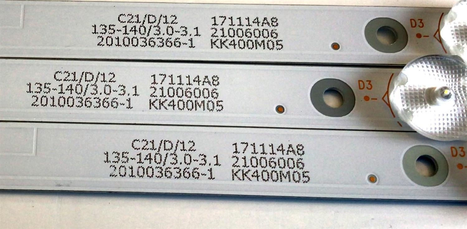 KIT DE LED'S PARA TV  ELEMENT (3 PIEZAS) / NUMERO DE PARTE 303KK400033 / KSKK40D08-ZC22AG-03 / KK400M05 / PANEL MD4012YTSF / MODELOS ELFW4017BF / ELST4017 J7G5M - Imagen 3