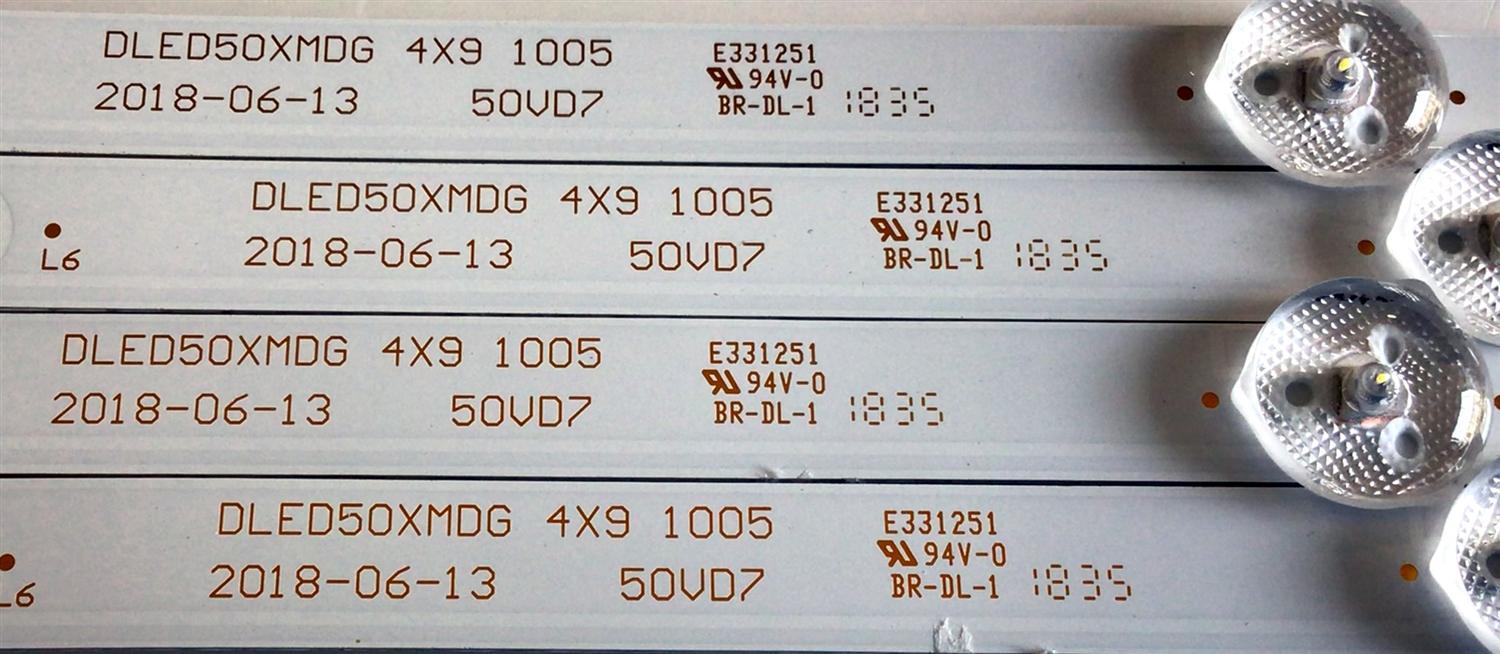 KIT DE LED'S PARA TV ELEMENT (4 PIEZAS) / NUMERO DE PARTE DLED50XMDG / DLED50XMDG 4X9 1005 / 50VD7 / A050150VD7040901 / PANEL CV500U1-T01 / MODELOS E2SW5018 / E25W5018  K8ACM - Imagen 3