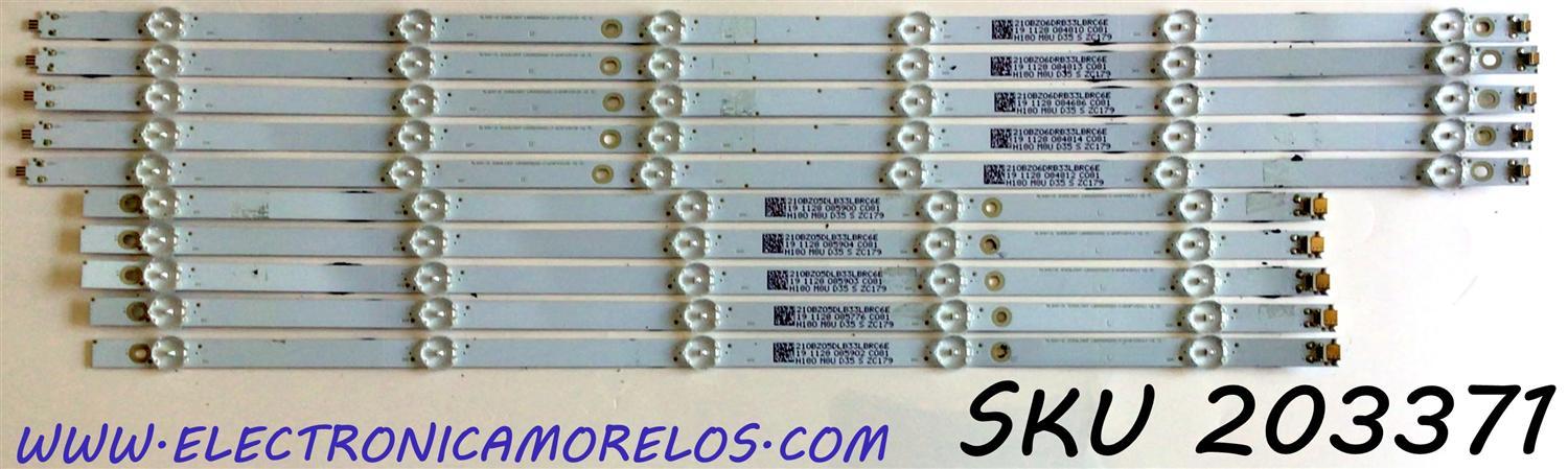 KIT DE LEDS PARA VIZIO ORIGINAL 10 PIEZAS / NUMERO DE PARTE LBM580M0501 / LBM580M0601 / LBM580M0501-I-6(HF)(0)(L) / LBM580M0601-J-6(HF)(0)(R) / 210BZ05DLB33LBRC6E / PANEL TPT580B5-U1T01.D / MODELO V585-G1