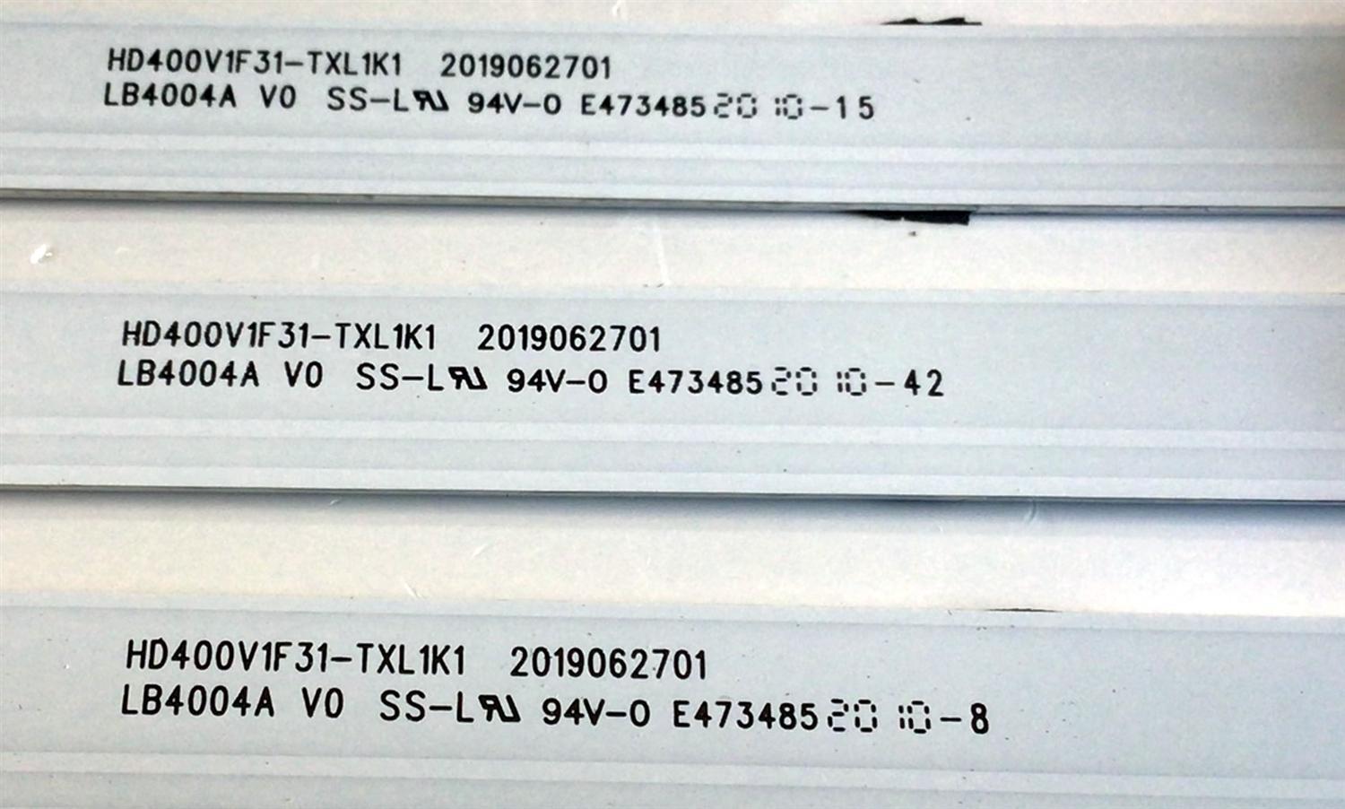KIT DE LED'S PARA TV HISENSE (3 PIEZAS) / NUMERO DE PARTE 1214974 / LB4004A V0 / LB4004A / HD400V1F31-TXL1K1 / 201906701 / PANEL HD400VF31-TXL1/K1/S0/GM/ROH / MODELO 40H4030F1 - Imagen 3