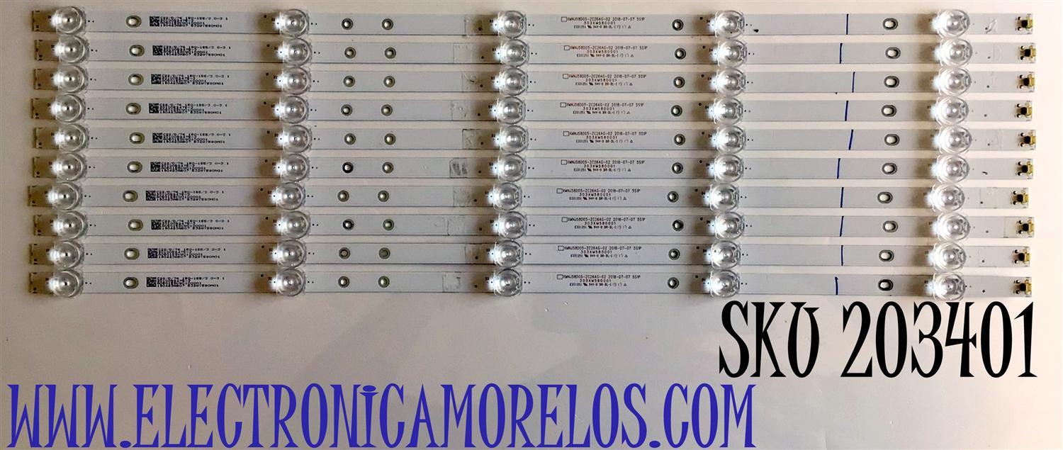 KIT DE LED'S PARA TV POLAROID (10 PIEZAS) / NUMERO DE PARTE XMNJ58D05-ZC26AG-02 / 303XM580001 / 532WY580M01 / 190423AB07 / 2010052475-4 / PANEL LK580PU1L02 / MODELO PTV58174KILLED