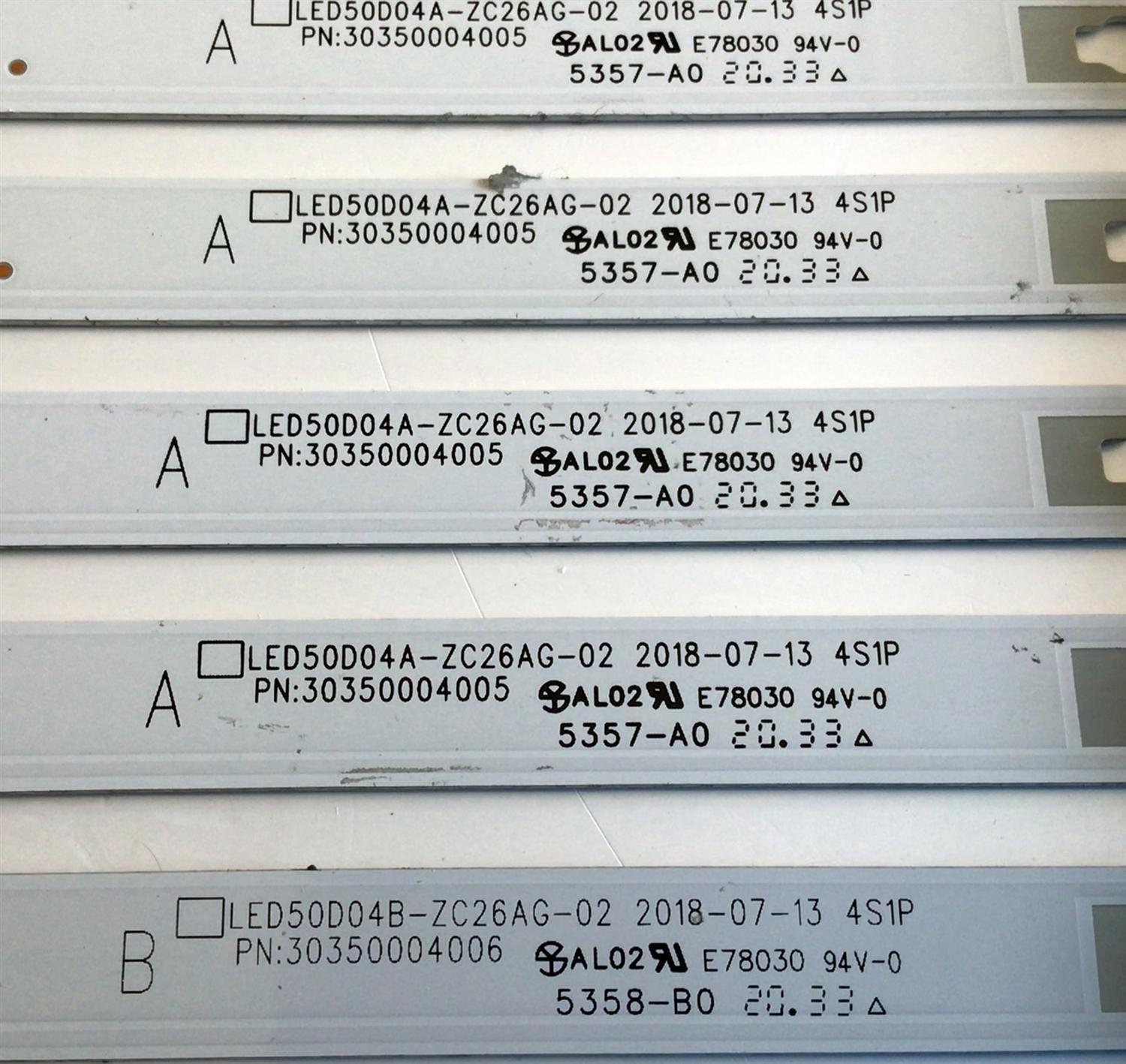 KIT DE LED'S PARA TV ONN ((9 PIEZAS)) / NUMERO DE PARTE 30350004005 / 30350004006 / LED50D04A-ZC26AG-02 / LED50D04B-ZC26AG-02 / 50000M61S / 50000M62S / 5357-A0 / 5358-B0 / PANEL CC500PV3D / MODELO 100012585 - Imagen 3