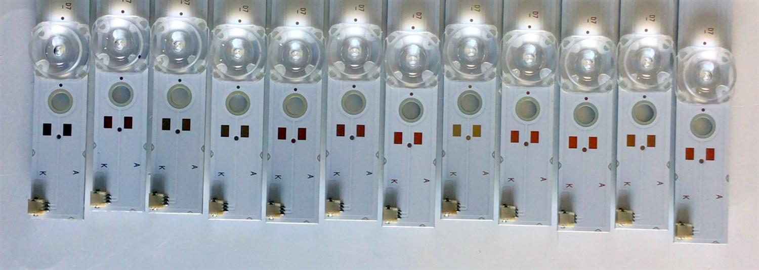KIT DE LED'S PARA TV PHILIPS (12 PIEZAS) NUMERO DE PARTE 303HX750001E / HFSX75D07-ZC23AG-03E / HX750M06 / PANEL BOEI750WQ1-N9D / MODELOS 75PFL5604/F7A / 75PFL5704/F7 - Imagen 3