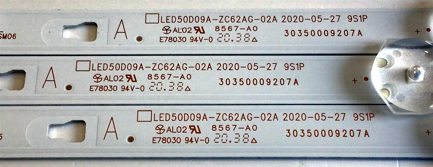 KIT DE LEDS ORIGINAL PARA TV ONN 3 PIEZAS / NUMERO DE PARTE LED50D09A-ZC62AG-02 / 30350009207 / LED50D09A-ZC62AG-02A / 30350009207A / LED50D09A-ZC62AG-02D / 30350009207D / PANEL V500DJ7-QE1 / MODELOS 100012585 / 100097811 / E4AA50R / RTRU5027-B-US - Imagen 3