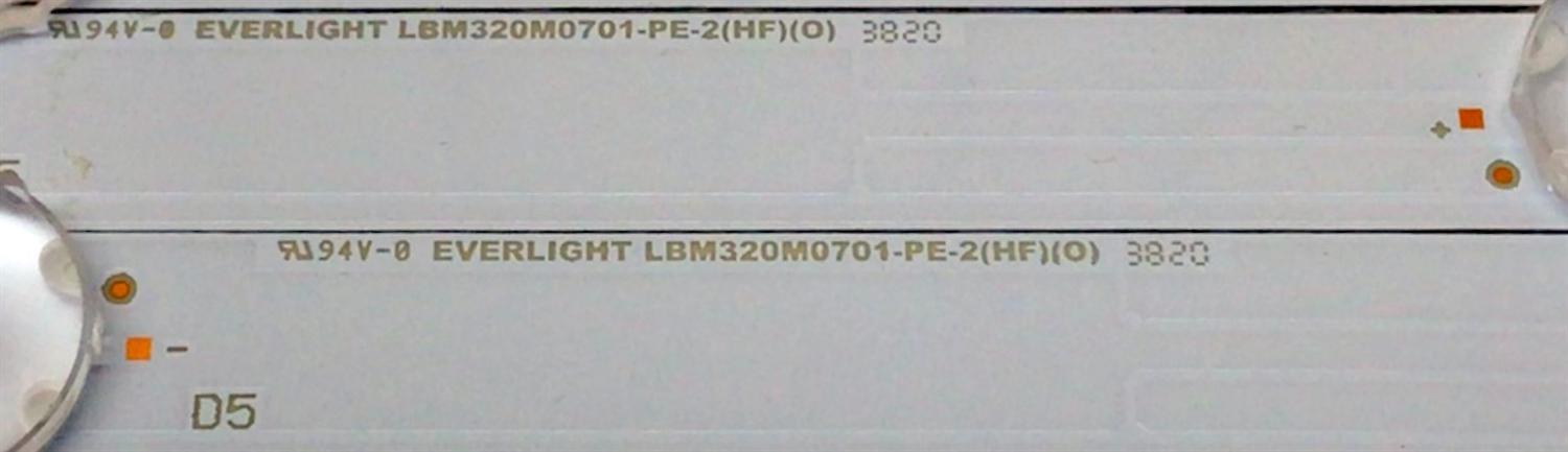 KIT DE LED'S PARA TV INSIGNIA (3 PIEZAS) / NUMERO DE PARTE LBM320M0701 / EVERLIGHT LBM320M0701-PE-2(HF)(0) / 210BZ07D0B339DC08E / H140+MN8U*D34 S ZC211 / 20404 / 010678 / B017 / PANEL TPT320B5-H2F01-D  REV:S01E / MODELO NS-32DF310NA19 - Imagen 3