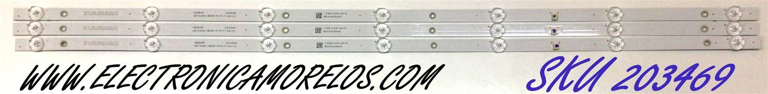 KIT DE LED'S PARA TV WESTINGHOUSE (3 PIEZAS) / NUMERO DE PARTE CRH-ZG43G5SP303000703981 / CRH-ZG43G5SP303000703981REV.10 / LB-C430-G5-G5 SP-F-P-7-14-X1 / Y166-L06-JA-5 / B200418AJC / 43G5 SP / 220848 / PANEL C430Y19-5C / MODELO WR43FX2019