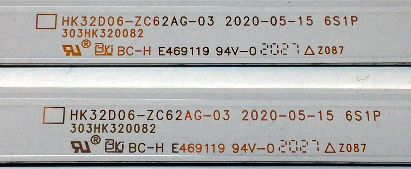 KIT DE LED'S PARA TV RCA (2 PIEZAS) / NUMERO DE PARTE 303HK320082 / HK32D06-ZC62AG-03 / HK320M49 / 230101019730/32F1D / 200706AC04  BMTC / 2010067575 / C24 / 155-160 / PANEL'S HK315LEDM / PT320AT03-4 / MODELOS RLDED3258A-E / RLDED3258A - Imagen 2