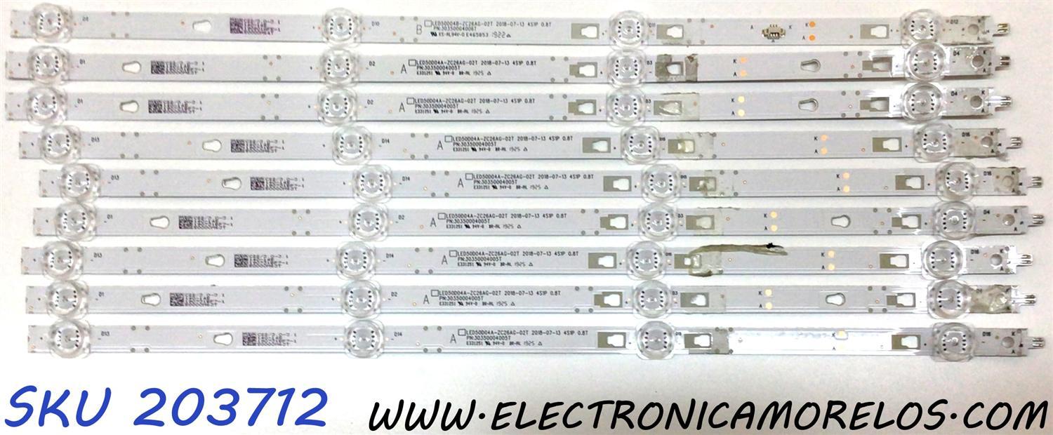 KIT DE LED'S PARA TV WESTINGHOUSE (9 PIEZAS) / NUMERO DE PARTE LED50D04A-ZC26AG-02T / LED50D04B-ZC26AG-02T / 30350004005T / 30350004006T / 50000M63T / E331251 / PANEL CC495PU1L11 / CC495PU1L 11 / MODELOS WR50UT4009 / LT-50MAW595 / E4SJ5018 / 50RC6