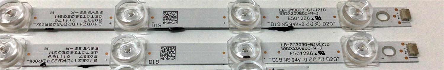KIT DE LED´S PARA TV TOSHIBA (4 PIEZAS) / NUMERO DE PARTE LB-GM3030-GJVIZIO582X20VB00-L-J / LB-GM3030-GJVIZIO582X20VB00-R-J / E501286 / 58V585-L / 58V585-R / 210BZ09DLB334BR00X / 210BZ11DRB334BR00X / PANEL TPT580B5-U1T01.D / MODELO V585-H11 - Imagen 3