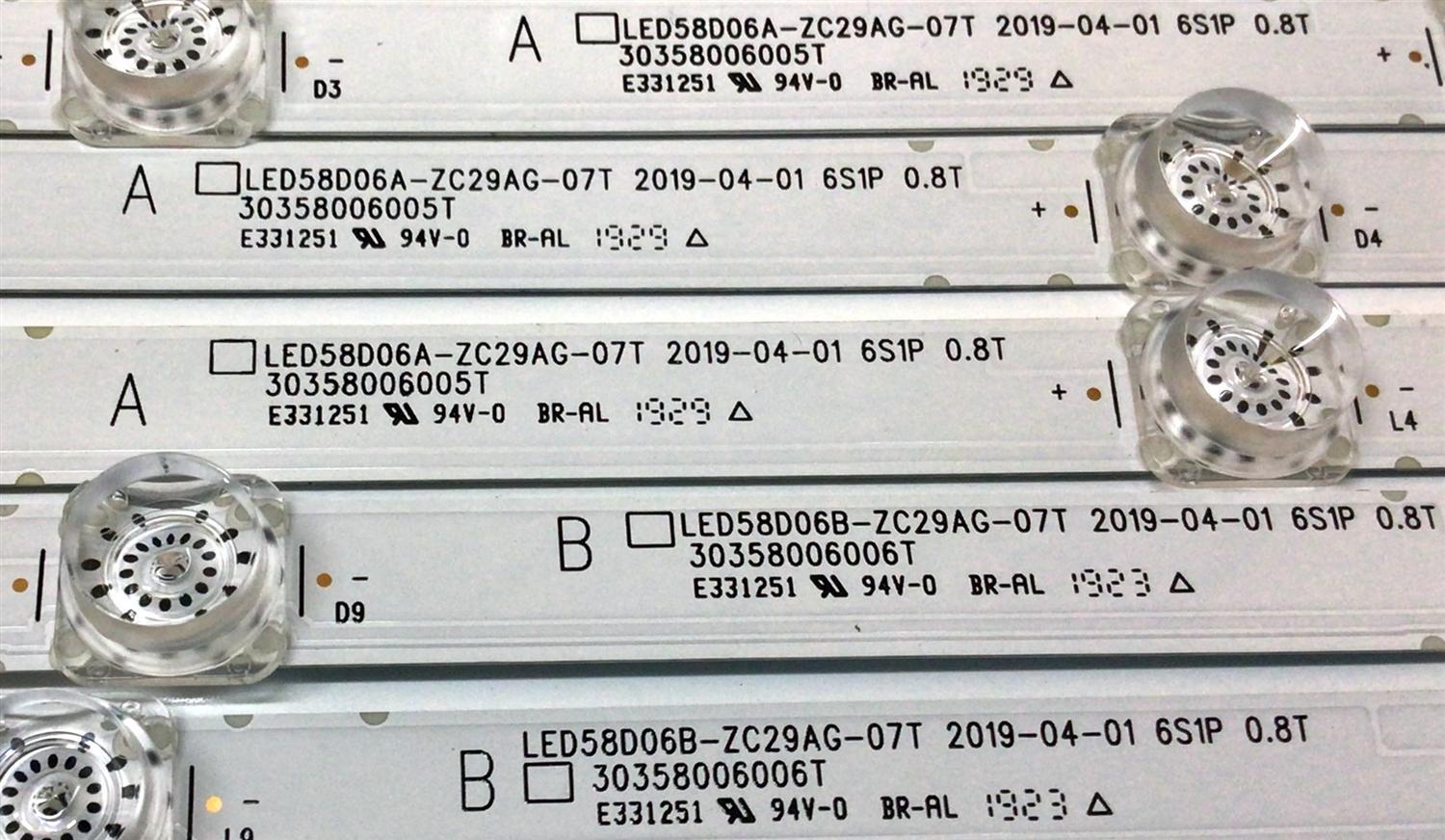 KIT DE LED´S PARA TV WESTINGHOUSE (10 PIEZAS) / NUMERO DE PARTE LED58D06A-ZC29AG-07T / LED58D06B-ZC29AG-07T / 30358006005T / 30305800606T / E331251 / PANEL CC575PU1L01 / MODELO WR58UX4019 - Imagen 3