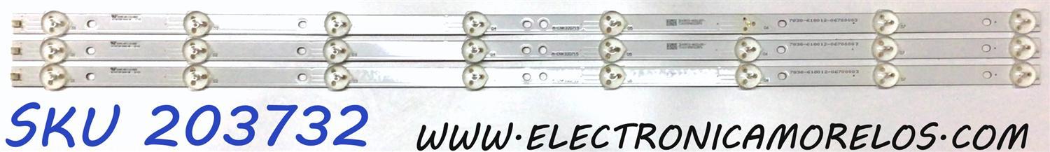 KIT DE LED´S PARA TV (3 PIEZAS) / NUMERO DE PARTE A-CNK32D715 / 7838-618012-06700003 / TCA108MA062RPA / E74739 / WE116V0A