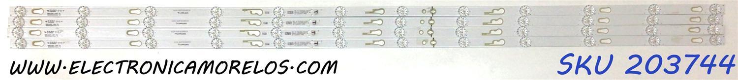 KIT DE LED'S PARA TV HITACHI ((4 PIEZAS)) / NUMERO DE PARTE 55HR332M12A2 / 55D1200 / 55D1200 12*4 / 55HR332M12A2 V1 / 4C-LB550T-HRE / D230-002PXD3055C01 / PANEL LVU550CSDX E0257 / MODELOS 55R82 / 55R83
