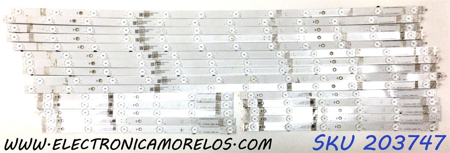 KIT DE LEDS PARA TV VIZIO 20 PIEZAS / NUMERO DE PARTE LB-GM3030-GJVIZIOM65Q710X18 / LB-GM3030-GJVIZIOM65Q710X18-L-1-S / LB-GM3030-GJVIZIOM65Q710X18-R-1-S / 210BZ06DRB339CP05X / 75B4000NDN9N / 65VB01-R / 65VB01-L / PANEL TPT650WR-QVN07.U / MODELO M65Q7-J01