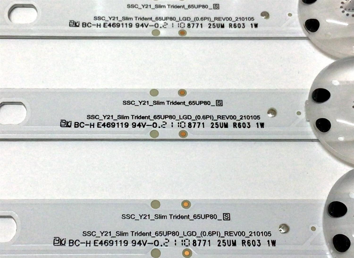 KIT DE LED´S PARA TV LG (8 PIEZAS) / NUMERO DE PARTE EAV65016701 / SSC_Y21_SLIM TRIDENT_65UP80_LGD_(0.6PI)_REV00_210105 /  / SSC_Y21_SLIM TRIDENT_65UP80 / E469119 / PANEL NC650TQG-AAKH1 / MODELO 65UP6000PUA - Imagen 3