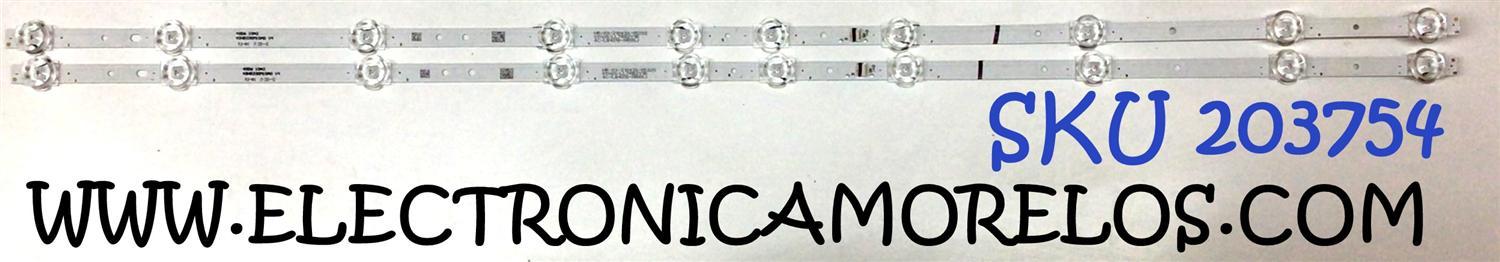 KIT DE LEDS ORIGINAL PARA TV TCL 2 PIEZAS / NUMERO DE PARTE 40HR330M10A0 V4 / 4C-LB4010-HR05JC / 40HR330M10A0 / 40D6 10*2 / 4C-LB4010-HR05J / 40D6 / PANEL LVF395NDEL / MODELOS 40S334 / 40S325 / 40S325MABA / 40S325TAAA / 40S325TABA / 40FE5606