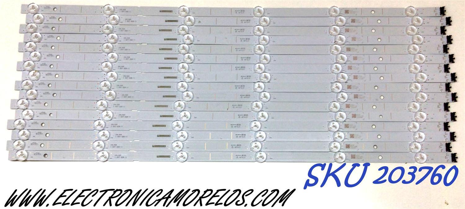 KIT DE LED'S PARA TV SONY (16 PIEZAS) / NUMERO DE PARTE 1-007-328-11 / 100732811 / 20LS65 / 6A24 VC0710CE L20 / 6A24VC0710CEL20 / PANEL YDAF065DND01 / MODELO XBR-65X900H / XBR65X900H
