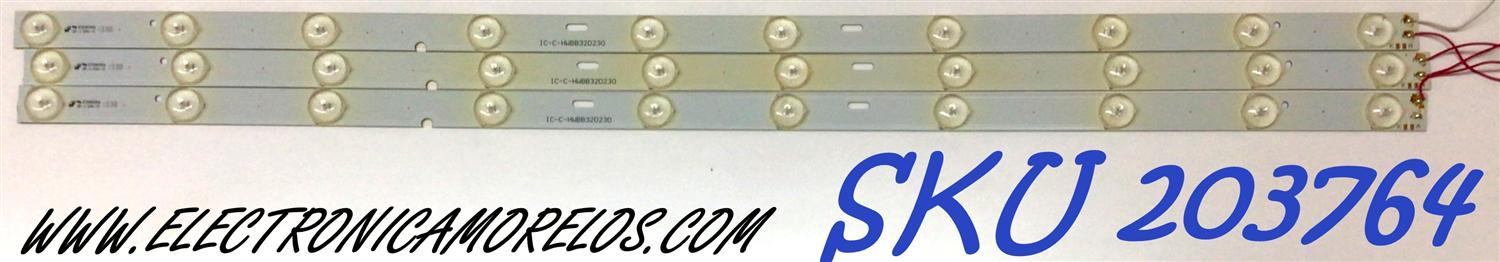 KIT DE LED'S PARA TV INSIGNIA (3 PIEZAS) / NUMERO DE PARTE IC-C-HWBB32D230 / HWBB32D230  / E306084 / MODELO NS-32D200NA14