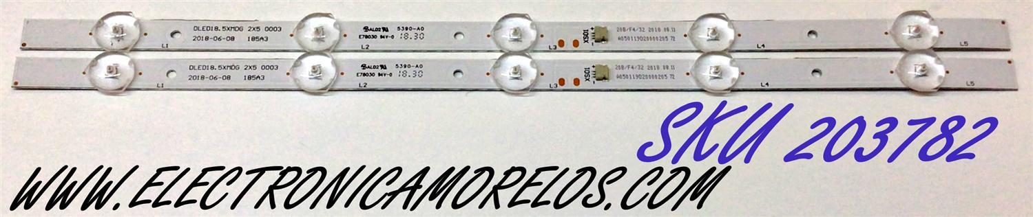 KIT DE LED'S PARA TV ELEMENT (2 PIEZAS) / NUMERO DE PARTE DLED18.5XMDG / 185A3 / E78030 / A050119D20000205 / PANEL MT185WHB -N20 / MODELO ELEFW195
