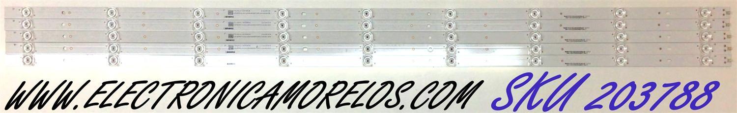 KIT DE LED'S PARA TV VIZIO (5 PIEZAS) / NUMERO DE PARTE CRH-F55VZ303005098CH-REV1.1 / F55VZ303005098CH / 0FZD-03E348124HNEOHS / 70401-00905 / 212509 / 158M01J21DCAM97KFXX / PANEL BOEI550WU1_H / MODELO V555-G4 / V555-G4 LHBFY
