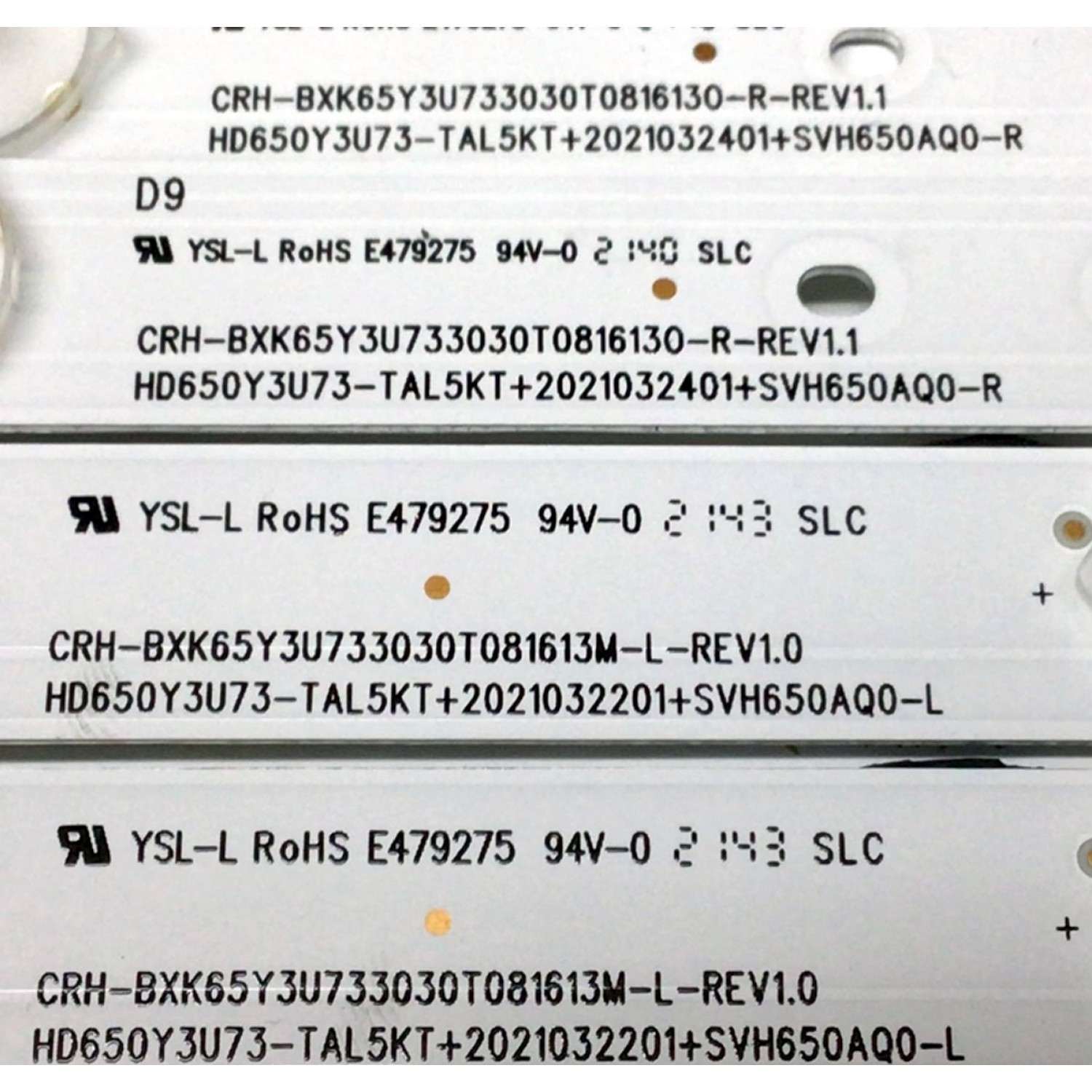 KIT DE LED'S PARA TV TOSHIBA (16 PIEZAS) / NUMERO DE PARTE SVH650AQ0-L / SVH650AQ0-R / 23974400 / 2021032201 / 2021032401 / CRH-BXK65Y3U733030T0816130 / CRH-BXK65Y3U733030T081613M / PANEL HD650Y3U73-TAL5KT\S0\GM\ROH / HV650QUB-E9D / MODELO 65M550KU - Imagen 4
