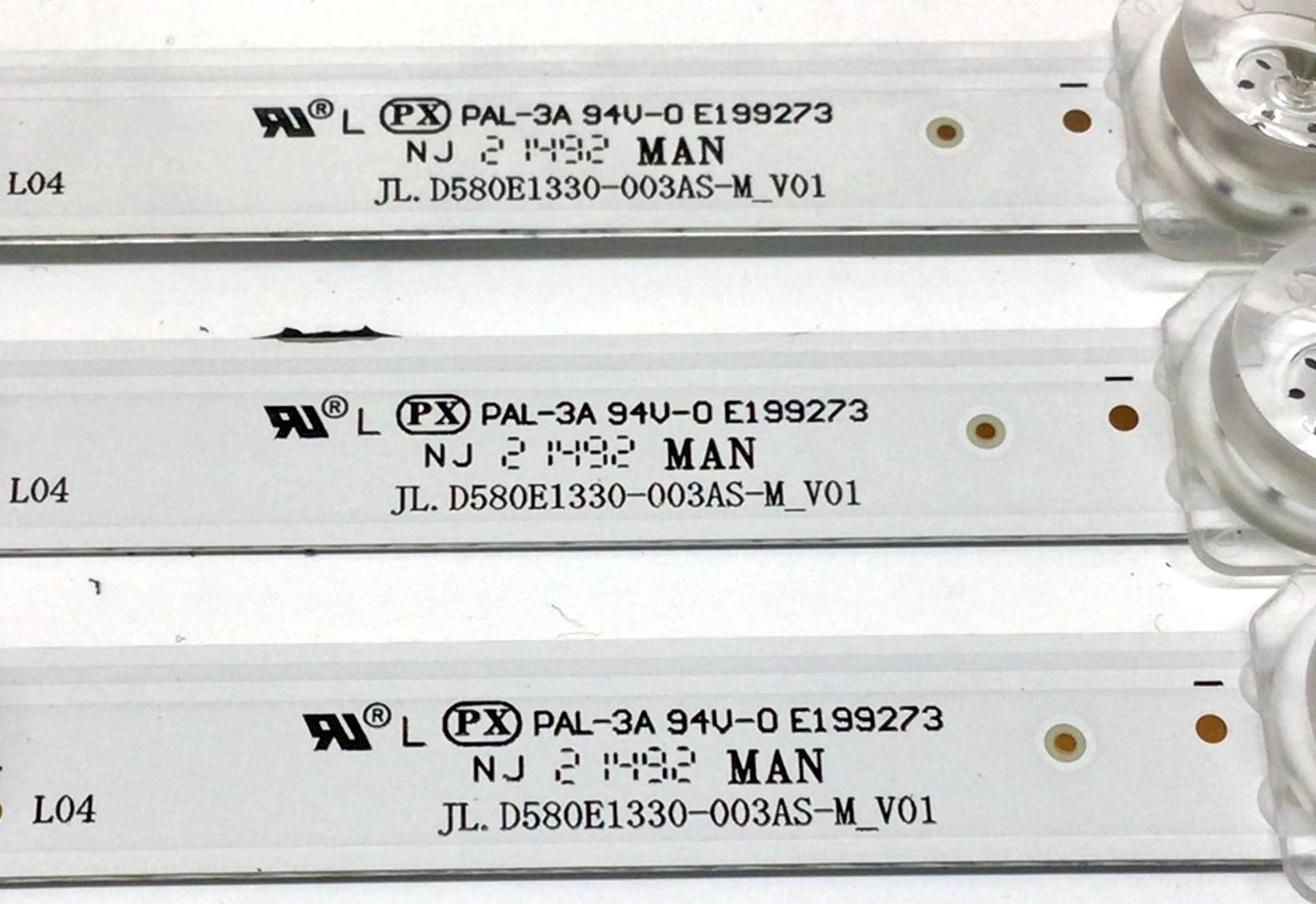 KIT DE LED'S PARA TV HISENSE (3 PIEZAS) / NUMERO DE PARTE HD580X1U92 / JL.D580E1330-003AS-M_V01 / HD580X1U92-TAL1+2021033101 / 0539 083562 / 1263659 / PANEL HD580X1U92-TAL1 / DISPLAY CC580PV5D / MODELO 58R6E3 - Imagen 2