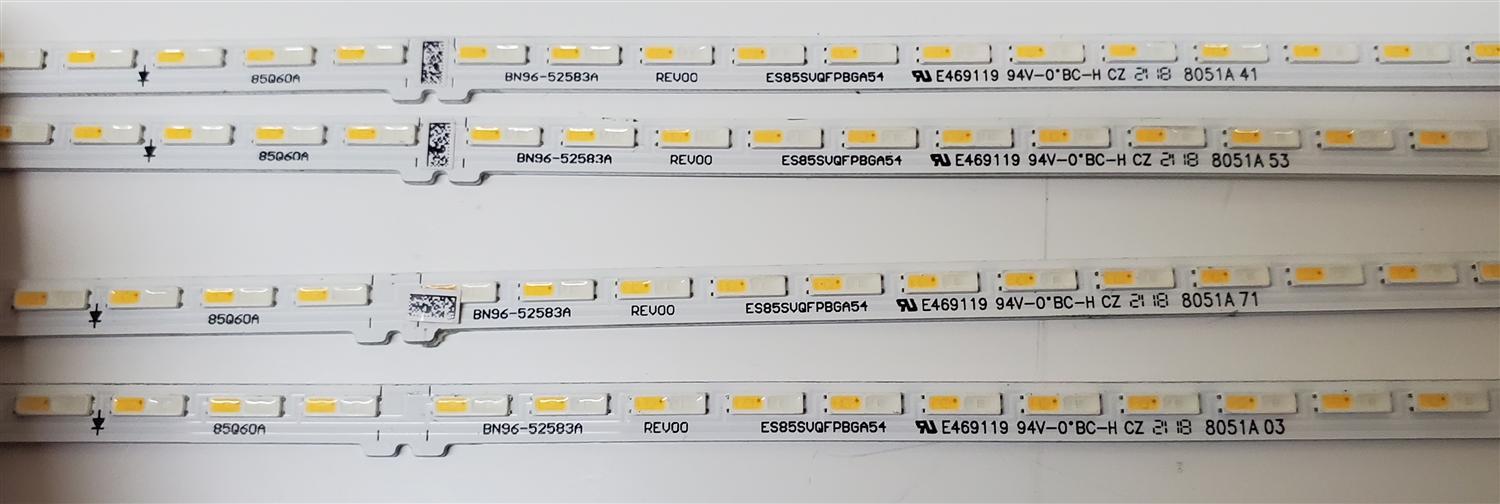 KIT DE LED'S PARA TV SAMSUNG QLED ((4 PIEZA)) / NUMERO DE PARTE BN96-52583A / ES85SVQFPBGA54 / 85Q60A / BN61-17500A / BN96-52583A REV00 ES85SVQFPBGA54 / MODELOS UE85AU8000 / UN85AU800D / QN85LS03 / QN85Q70 - Imagen 2