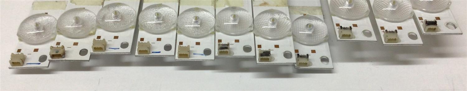 KIT DE LED'S PARA TV SCEPTRE ((INCOMPLETO SOLO 11 PIEZAS)) / NUMERO DE PARTE 3BL-T5664102-18 / 2301055F700170 / JS-QD822FKND-0001 / JS-QD812FKLN-1090 / MODELOS U550CV-UMC / 55L6 - Imagen 2