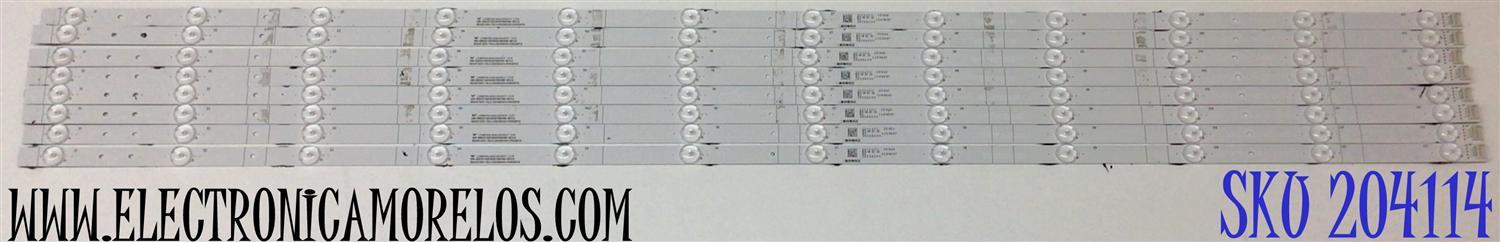 KIT DE LED'S PARA TV HISENSE ((8 PIEZAS)) / NUMERO DE PARTE CRH-BXK55Y3U513030T0812190-REV1.0 / HD550Y3U51-T0LA+2021092401+SVH550FE8 / HD550Y3U51-T0LA / 2021092401 / SVH550FE8 / 1269697 / PANEL HD550Y3U51 / HD550Y3U51-T0LG / T550QVN10.0 / MODELOS 55U6H