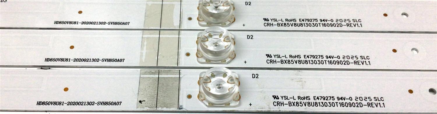 KIT DE LED'S PARA TV HISENSE (16 PIEZAS) / NUMERO DE PARTE SVH850A07 / HD850V8U81 / 2020021302 / CRH-BX85V8U813030T160902D-REV1.1 / HD850V8U81-2020021302-SVH850A07 / 1238189 / 22311500 / PANEL HD850V8U81\S0\GM\ROH / MODELO 85H6510G - Imagen 2