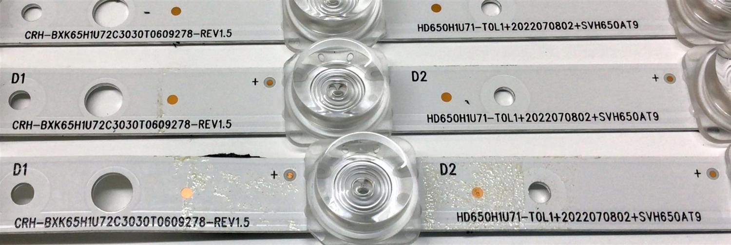 KIT DE LED'S PARA TV HISENSE ((6 PIEZAS)) / NUMERO DE PARTE CRH-BXK65H1U72C3030T0609278-REV1.5 / HD650H1U71-T0L1+2022070802+SVH650AT9 / HD650H1U71-T0L1 / SVH650AT9 / 1285538 / 25878900 / PANEL HD650H1U71-T0L1\S1\SM\ROH / MODELO 65A6KV - Imagen 4